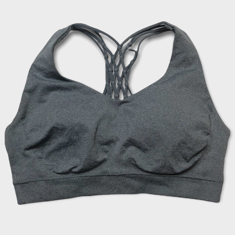 Gray Pro-Fit Seamless Padded Racerback Sports Bra Size Medium